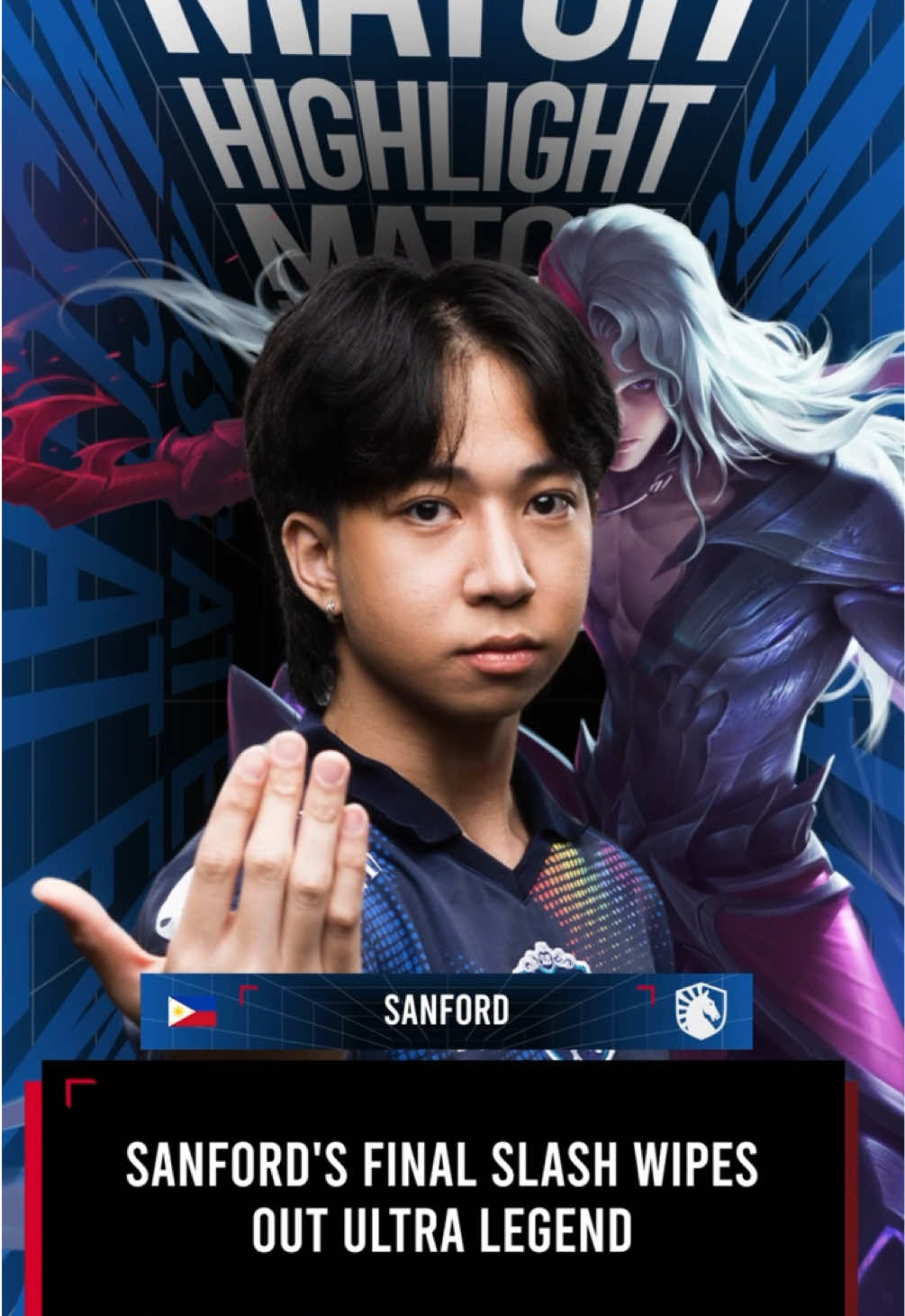 A post by @mlbbesports_official on TikTok caption: Sanford's Final Slash WIPES OUT Ultra Legend🧹💨 #MLBBEsports #MLBB #EWCxMSC #EWCxMSC2025 #MobileLegendsBangBang #MSC2025 #MSCatEWC25 #TLPH #Sanford #TeamLiquid