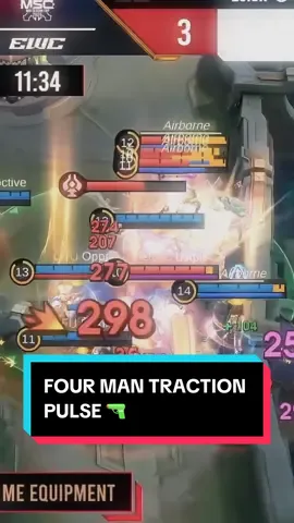 A post by @mlbbesports_official on TikTok caption: FOUR MAN TRACTION PULSE 🔫 #MLBBEsports #MLBB #EWCxMSC #EWCxMSC2025 #MobileLegendsBangBang #MSC2025 #MSCatEWC25 #Kimmy #Oppi #CFUGaming
