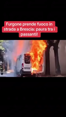 A post by @police.controll on TikTok caption: Brescia, furgone avvolto dalle fiamme! #polizia #carabinieri #notizie #cronaca 