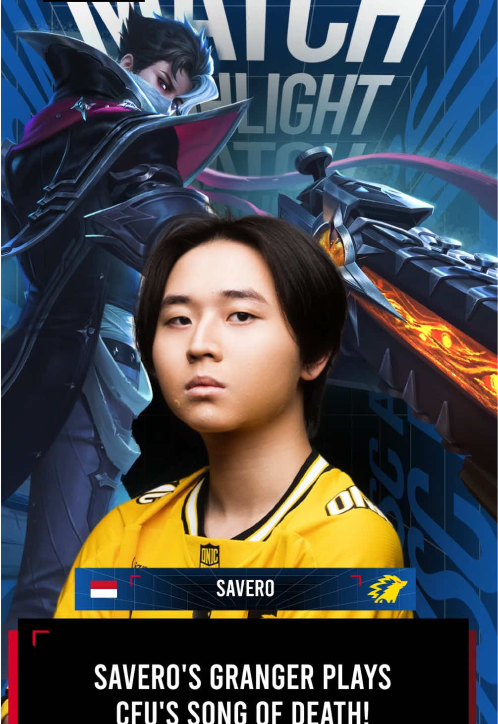 A post by @mlbbesports_official on TikTok caption: Savero's Granger Plays CFU's Song of Death!🎵💥 #MLBBEsports #MLBB #EWCxMSC #EWCxMSC2025 #MobileLegendsBangBang #MSC2025 #MSCatEWC25 #ONICEsports #Savero #ONICID