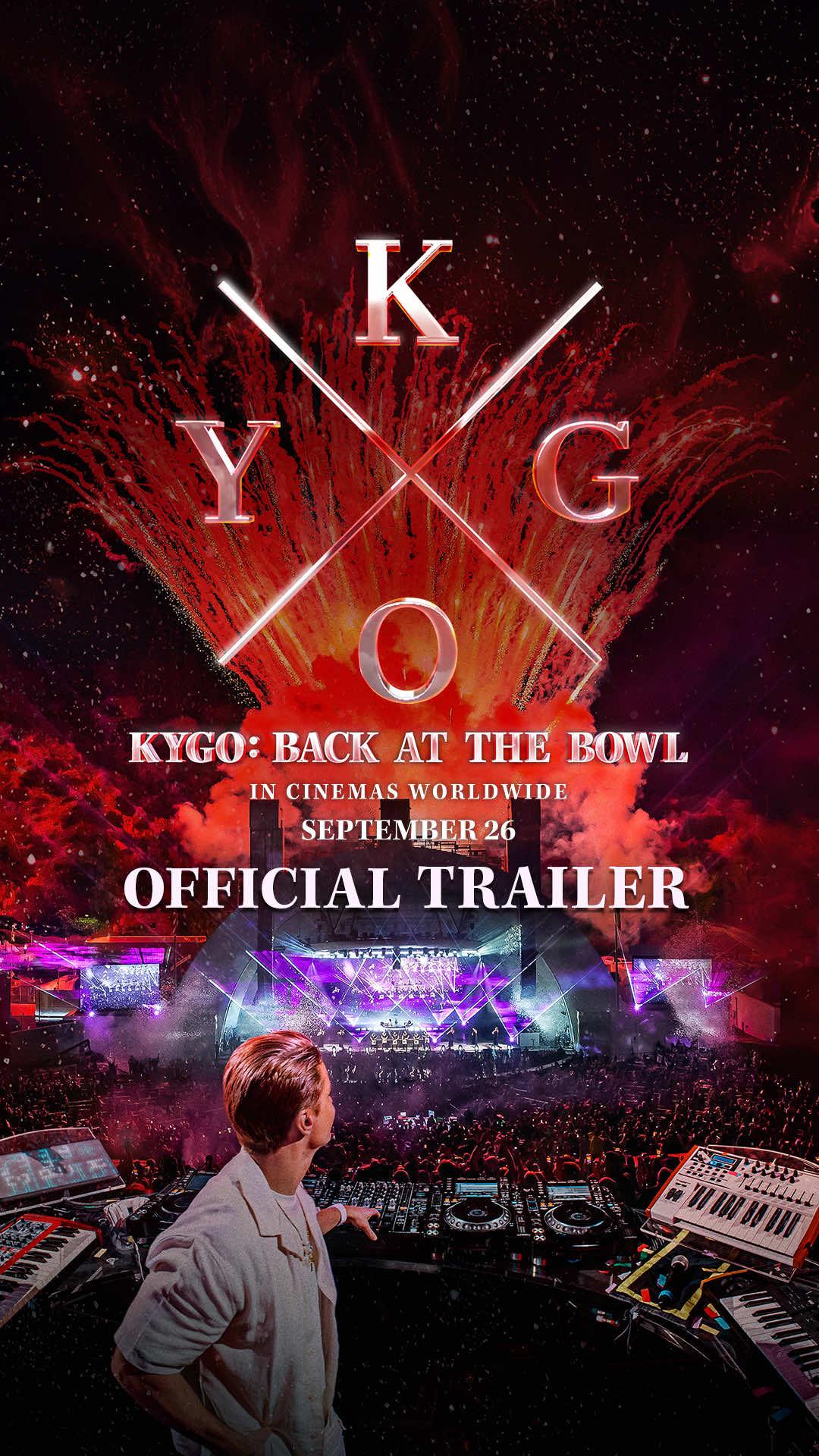A post by @kygomusic on TikTok caption: From the Bowl to the big screen. My new concert film Kygo: Back at the Bowl hits theaters worldwide September 26. Watch the official trailer now! #KygoConcertFilm 