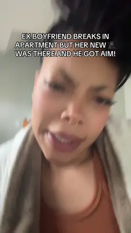 A post by @eboniqueluxe on TikTok caption: ex boyfriend breaks in  apartment original is in my repost  #fyp 