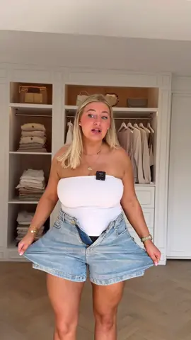 A post by @carys.whittaker on TikTok caption: The PERFECT denim shorts!!! (if I do say so myself😌) these are from my own brand @Ambela and they’re launching this Sunday at 10am U.K. time on Ambela.com ☁️ I think these are our best and comfiest launch yet!! Denim shirts are such a struggle for so many of us and I just know you’re going to love these guys. I cannot WAIT for you to recieve them and wear them for days on end 🥹 sizing is true to size so go with your usual size!☁️✨ I’m wearing size 14 for reference!!