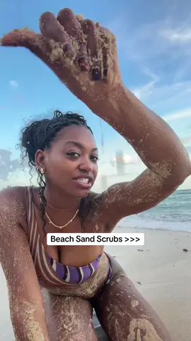 A post by @kimberlycherrell on TikTok caption: Fren, have you ever tried a sand scrub? It’s days later and my skin still feels sooooo soft 10/10 recommend. Would you try this on your next vacation??? #bodycare #skincare #bodyscrub @AshleyEverett 