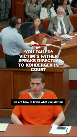 A post by @cnn on TikTok caption: Steve Goncalves, father of Idaho killings victim, Kaylee Goncalves, confronted Bryan Kohberger during his sentencing. Kohberger is being sentenced after admitting to the murder of four University of Idaho students in their off-campus home. He faces a life sentence for each of the four counts of first-degree murder as well as 10 years on a burglary charge.