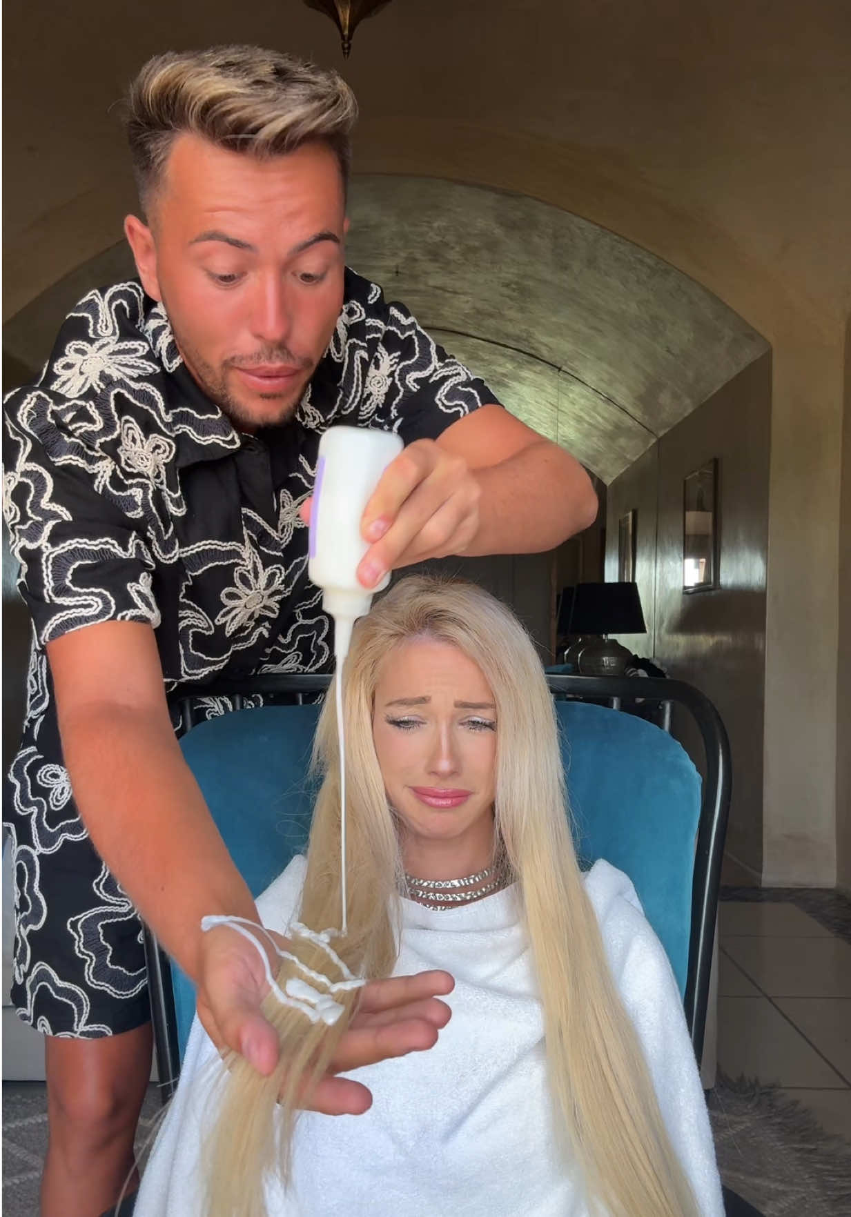 A post by @benoit_chevalier on TikTok caption: Je colore les cheveux de Loukaki en noir 😂❤️ @✨Loukaki24✨ 