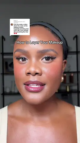 A post by @alejayofficial on TikTok caption: Replying to @idontknowmyname.40 Ever wonder what order to apply your makeup in? 👀 Here’s the exact step-by-step routine I use to layer my base from primer to setting spray — for a smooth, seamless beat every time 💅🏾✨ #blackgirlmakeup #howtolayermakeup #fyp 