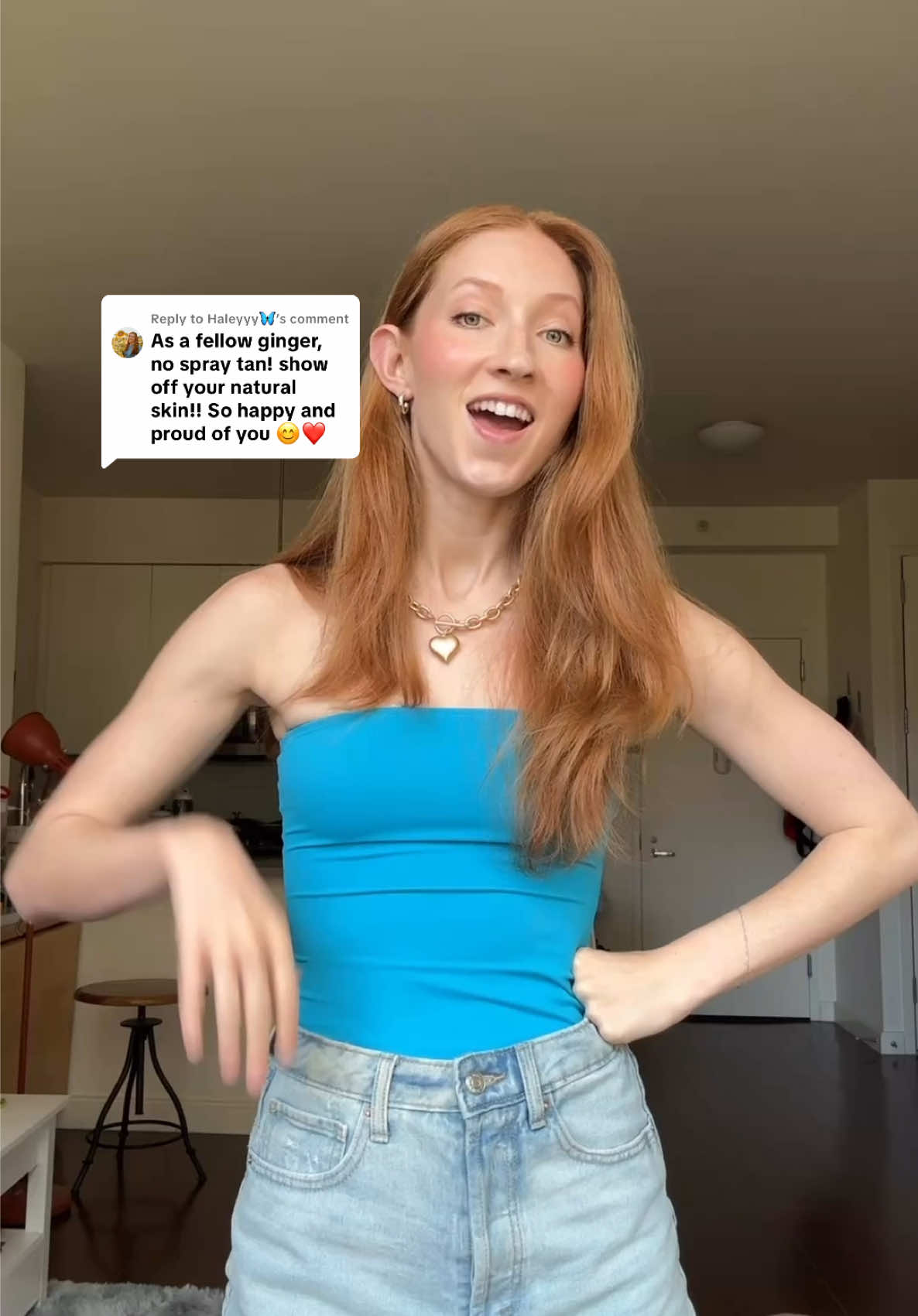 A post by @melissabecraft on TikTok caption: Replying to @Haleyyy🦋 if this is the fairest shade then maybe I DO need a tan 😂 anyone know any good products to try? #ginger #spraytan 