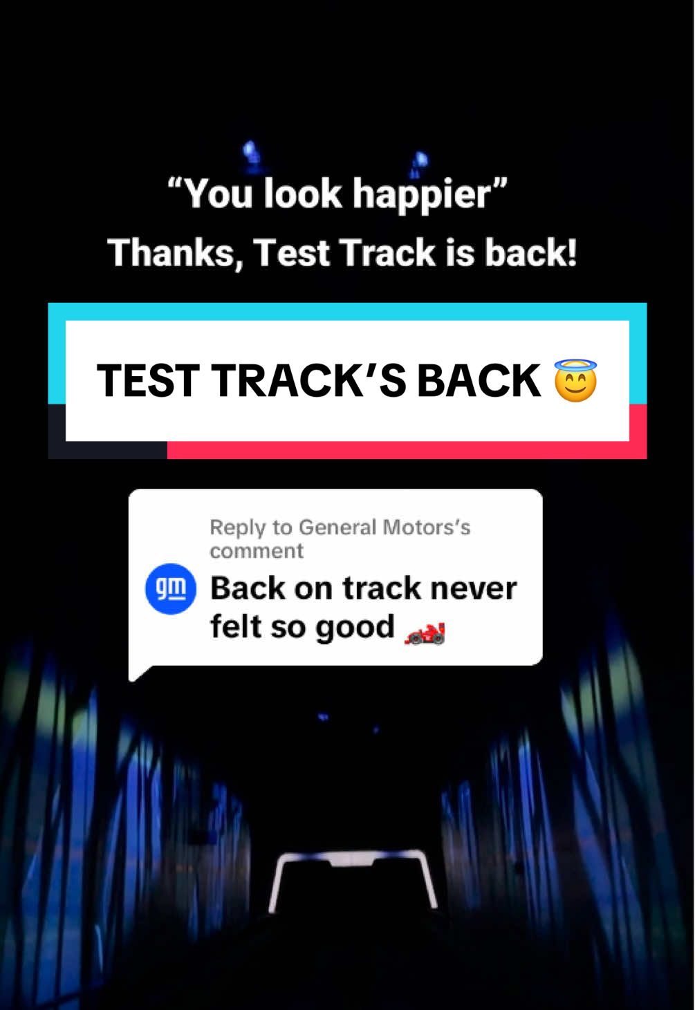 A post by @disneyparks on TikTok caption: Replying to @General Motors Was it our windswept hair that gave it away? 🏎️💨 #TestTrack #EPCOT #DisneyWorld 