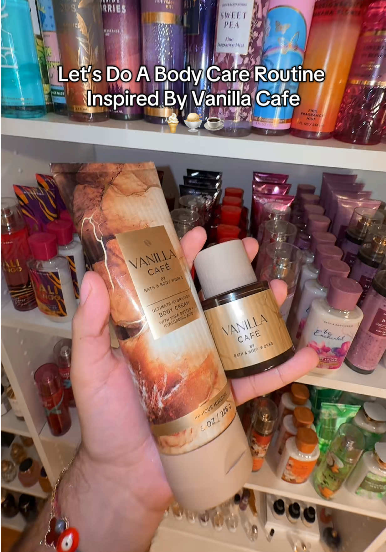 A post by @paulreactss on TikTok caption: lets do a body care routine inspired by vanilla cafe by #bathandbodyworks_partner #bathandbodyworks #bathandbody #bathandbodyworkshaul #bathandbodycandles #bathandbodyworkscheck #bathandbodyworkssemiannualsale #vanilla #vanillagirl #vanillaperfume #vanillacafe 