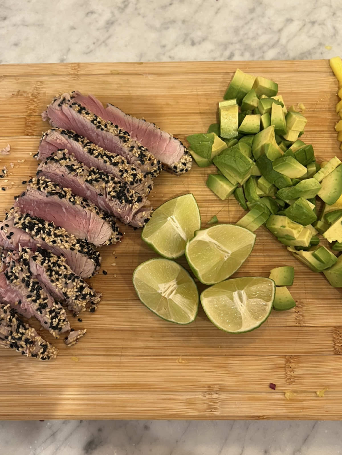 A post by @claudia.harrington on TikTok caption: His friend caught the tuna 🍣 #tunatacos #taconight #fishtacos #mermaiddiet #tacosfordinner #dinneridea #summercooking 