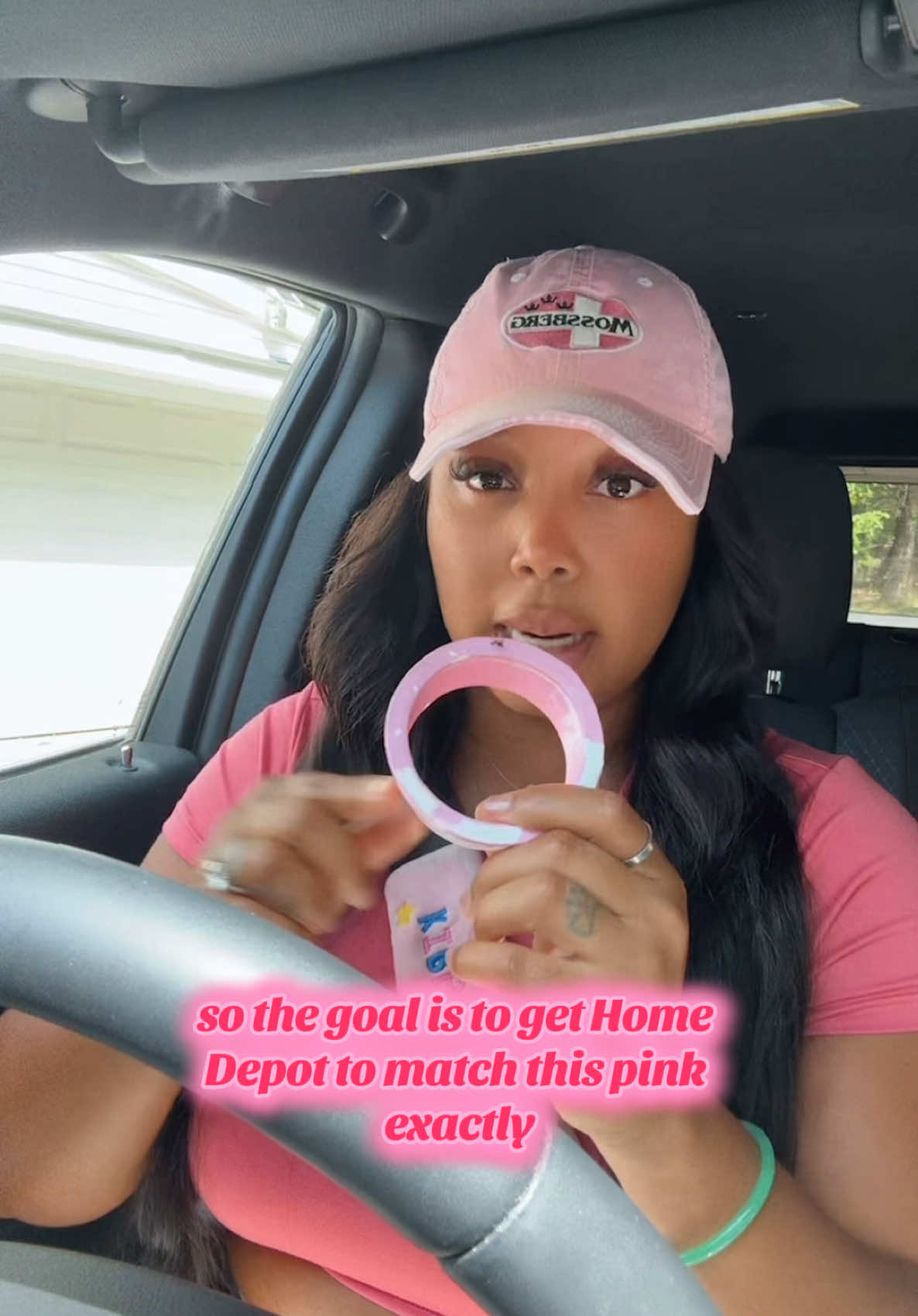 A post by @vivalapinkposh on TikTok caption: Back in the US for the summer & the first thing I had to do is get my recording space together 😭😂 I can’t unbox stuff with makeup stains all over my desk 😩😬  Eveything is better with some pink paint #pinklover #pinkaesthetic #paintitpink #pinkpaint #homedepot #pinktok 