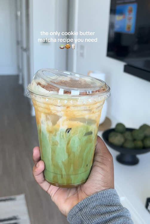 A post by @jaaliyahs on TikTok caption: This would DEFINITELY be on my menu if I owned a coffee shop 10/10😍😍 #matchaathome #cookiebutter #matchalatte #matcharecipe #viralvideo #homebarista #trending 
