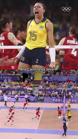 A post by @olympics on TikTok caption: Just one look at the photo and you can already tell there was one of those massive blocks from Carolina just before, right? 🏐❌ #Olympics #Sports #Volleyball 