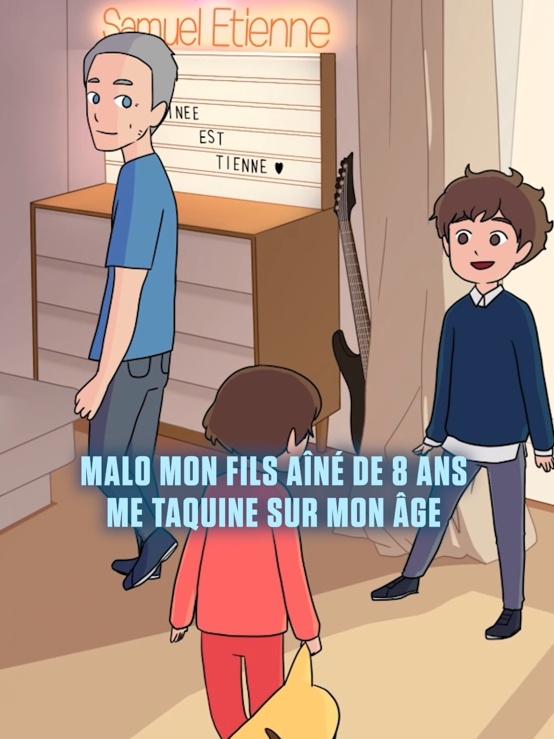A post by @samueletienneofficiel on TikTok caption: Comme j'ai plus de 50 ans, Malo mon fils de 8 ans me trouve "vieux"  #enfant #humour #mignon #samueletienne #parenting