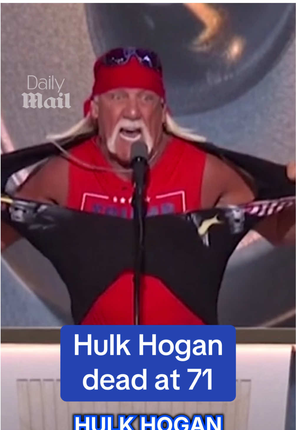 A post by @dailymail on TikTok caption: Legendary wrestler Hulk Hogan has passed away at the age of 71. First responders say he suffered from a cardiac arrest. Follow the Daily Mail for more as this story develops. #news #rip #hulkhogan #WWE #wrestling #legend #sports 
