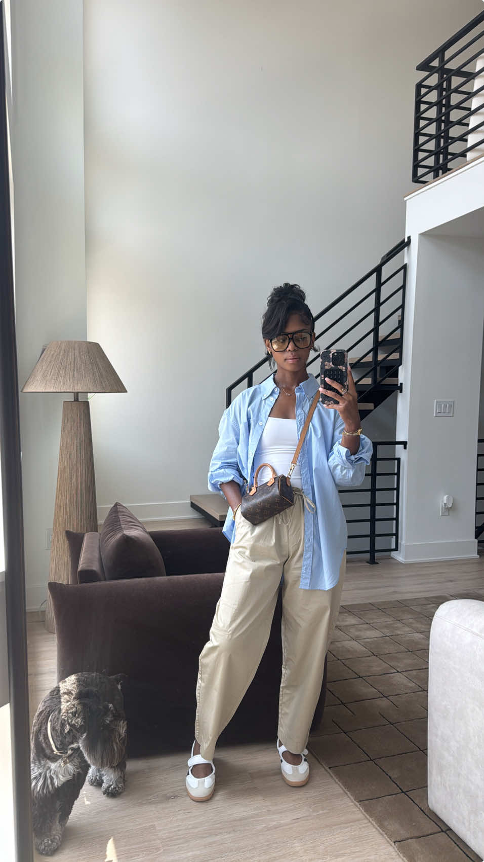 A post by @awilkyy on TikTok caption: The perfect outfit 🤩✨ glasses @12PM STUDIOS shirt code: 4661/047/400 #foryou #ootd #fyp #outfitinspo #blackgirltiktok #simpleoutfit #casualoutfits #nyc #trousersoutfit 