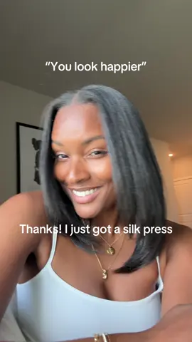 A post by @ciaramornai on TikTok caption: Never had a silk press this BONELESS 😭🔥 #fyp #silkpress  