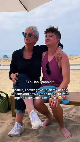 A post by @tyler_warwick on TikTok caption: So grateful for my acting journey and to everyone who has supported me along the way 😭❤️ #jamieleecurtis #disney #actor #youlookhappier #kiwi 