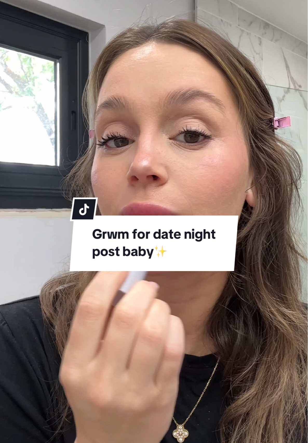 A post by @mikaylamatthews on TikTok caption: #TooFacedPartner A little GRWM for our first date night after baby Lottie got here☺️✨ using my @Too Faced Born This Way Foundation!  Available at @Ulta Beauty 💅🏼 #tfbornthisway #grwm #momtok #pregnant 