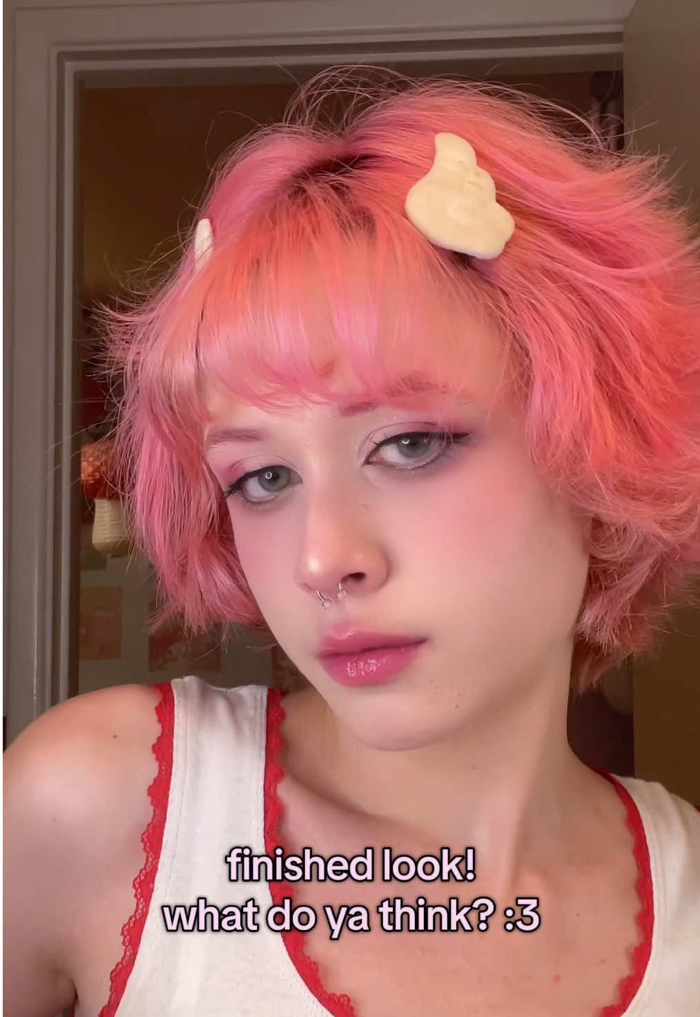 A post by @strawbabyboy on TikTok caption: this is my first time trying it i hope i did well😫‼️ #femboy #fyp #femboytiktok #pink #kawaii #strawberry #fypシ #femboyfriday #douyinmakeup 
