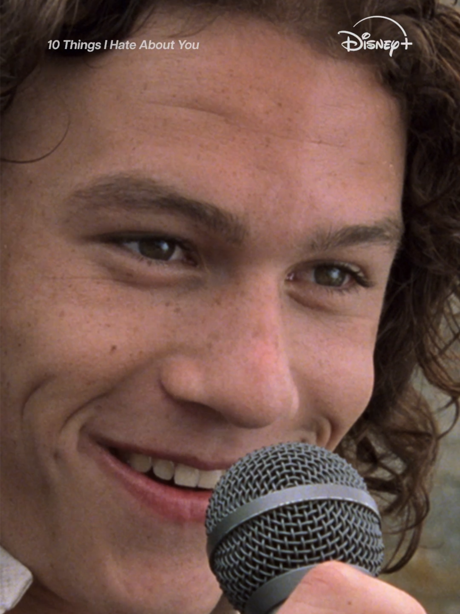 A post by @disneyplus on TikTok caption: A serenade for the ages.  10 Things I Hate About You, a #DisneyPlusThrowback, is streaming on Disney+.