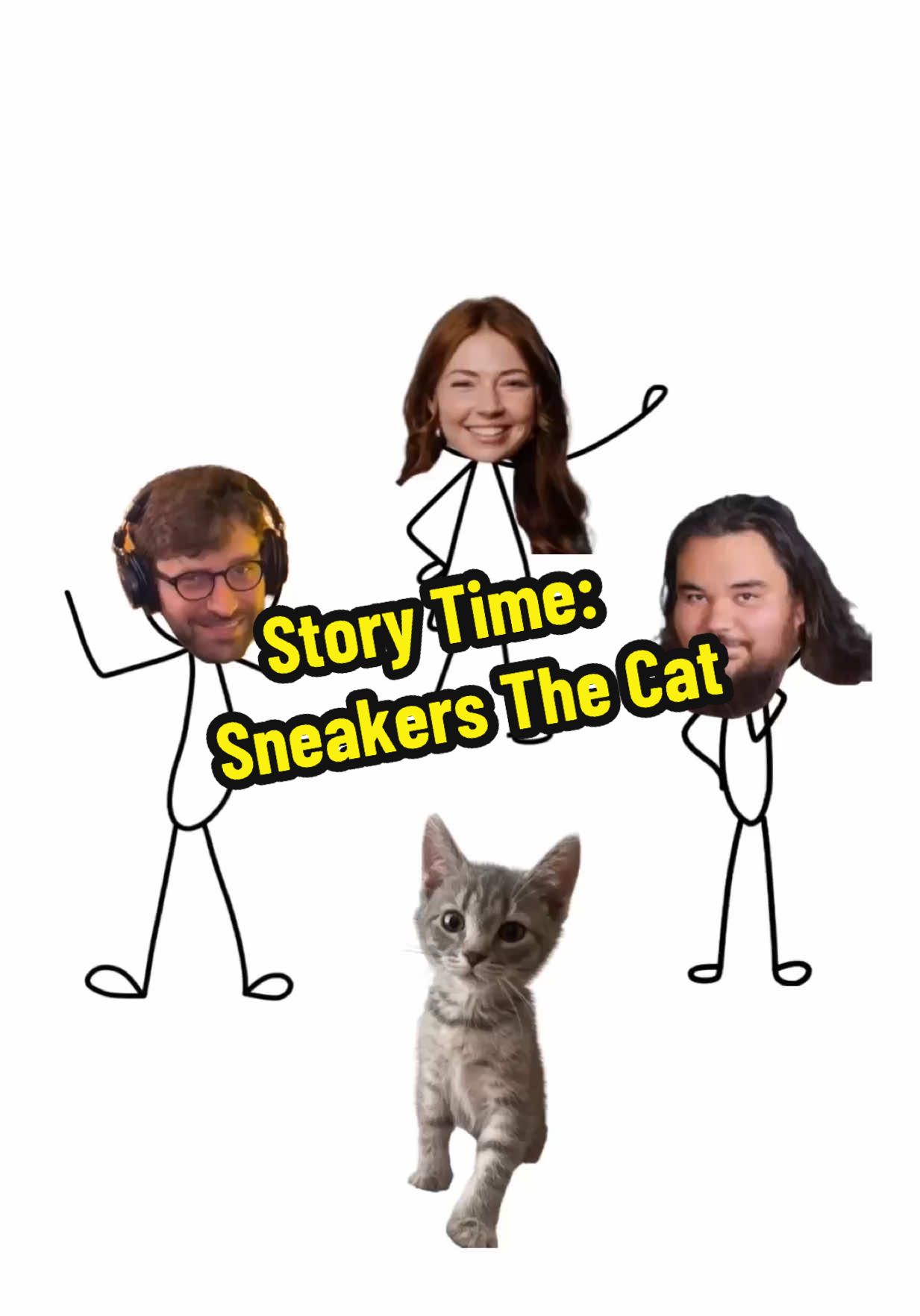 A post by @theimprovguy on TikTok caption: Story Time: Sneakers The Cat (animated by @zachypoosbiggestfanever) #storytime #kitten #cat #improvbroadway
