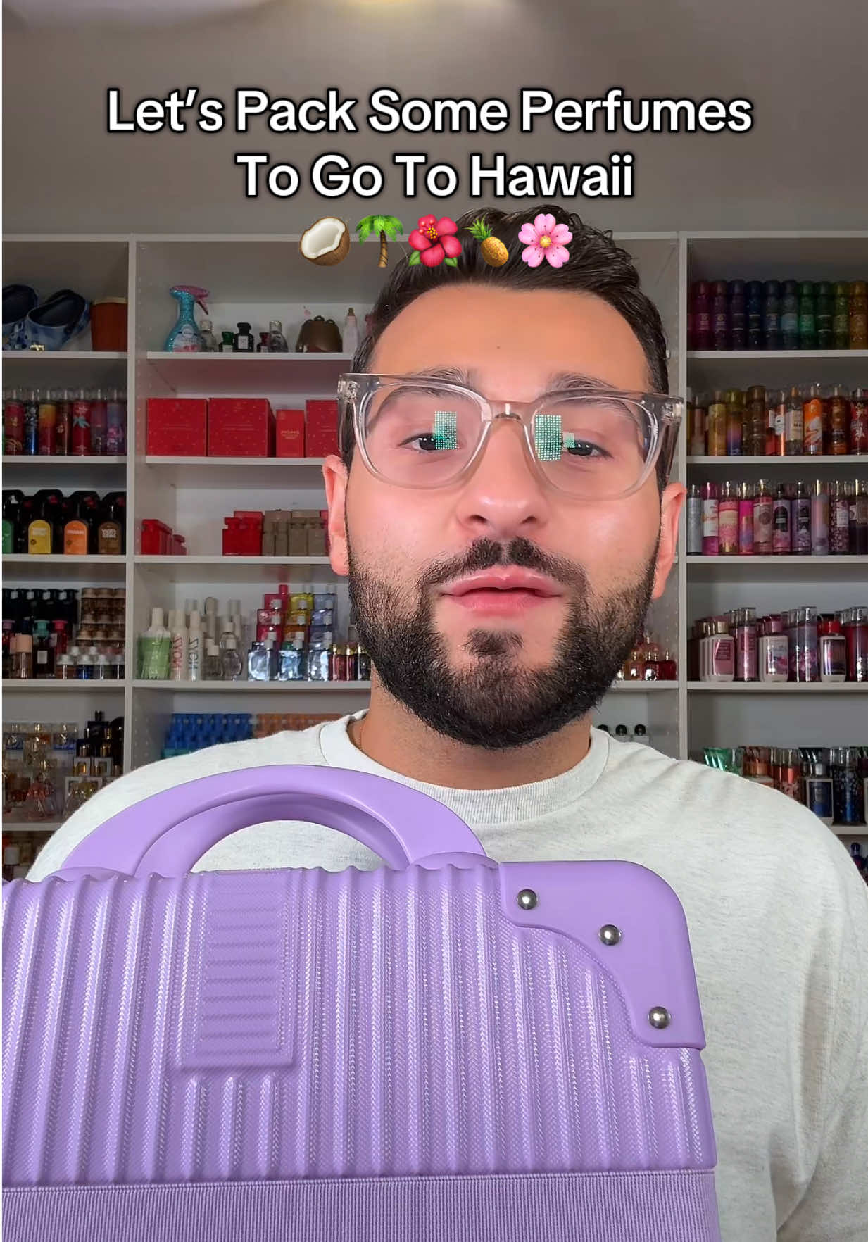 A post by @paulreactss on TikTok caption: @Paul | Fragrance Influencer lets pack some perfumes to go to hawaii #kayali #kayaliperfume #kayalivanilla28 #vacations #perfume #packwithme #hawaii #pack #perfumecollection 