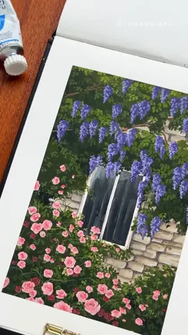A post by @fenonart on TikTok caption: • @tiinasdiary New tutorial now on p@tre0n ✨🌹🌿 (+ real-time process!) I love gardens, windows, endless greenery and flowers and wanted to combine all of those things in one painting and made it into a tutorial too 🫶🏼 I ended up working so long on the wall and the brick pattern so it definitely felt like the longest process, but I’m quite happy with it in the end anyway! Especially working on all of the flowers made it all worth it 🥰 If you’d like to try painting this cozy garden scene with me, join the painting club tier! Along the narrated tutorial, I also posted a two and a half long real-time process video so if you want to see any parts of the painting process better, you can also use the real-time video as a companion to the tutorial! When joining the painting club -tier, you’ll gain access to these videos plus 30 other painting tutorials and over 40 real-time painting videos 🌱 If you didn’t know, I post exclusive tutorials on p@tre0n every month and when you join, you’ll also gain access to all the previously uploaded videos and posts! Link in my bio if you want to join!  ‼️ This tutorial is now on my Patre🌼n page along extra tutorials and a physical rewards tier, it’s linked in my bio, the name is the same as here! Prints and originals are all listed on my website linked in bio! . . 👩🏻‍🎨 Products I used (linked in bio) @rembrandtdeutschland watercolor journal (gifted) @princetonbrush brushes (gifted) @royaltalens.eu gouache (gifted) Full product list with exact colors is included in my tutorial video on p@tre0n 🤍 . . TAGS: #gouache #gouacheart #gouachepainting #painting #landscapepainting #aestheticart #artistsoninstagram #sketchbook #sketchbooktour #paintingchallenge #artchallenge #sketchbookpainting #paintingtutorial #cottagecore #cottagecoreart #paintingprocess #flowerpainting