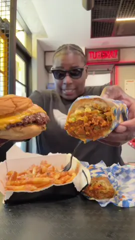 A post by @zinwithin on TikTok caption: Smashburger chopped cheese and cheese fries #foodie #fye #foodtiktok #foodvlog #