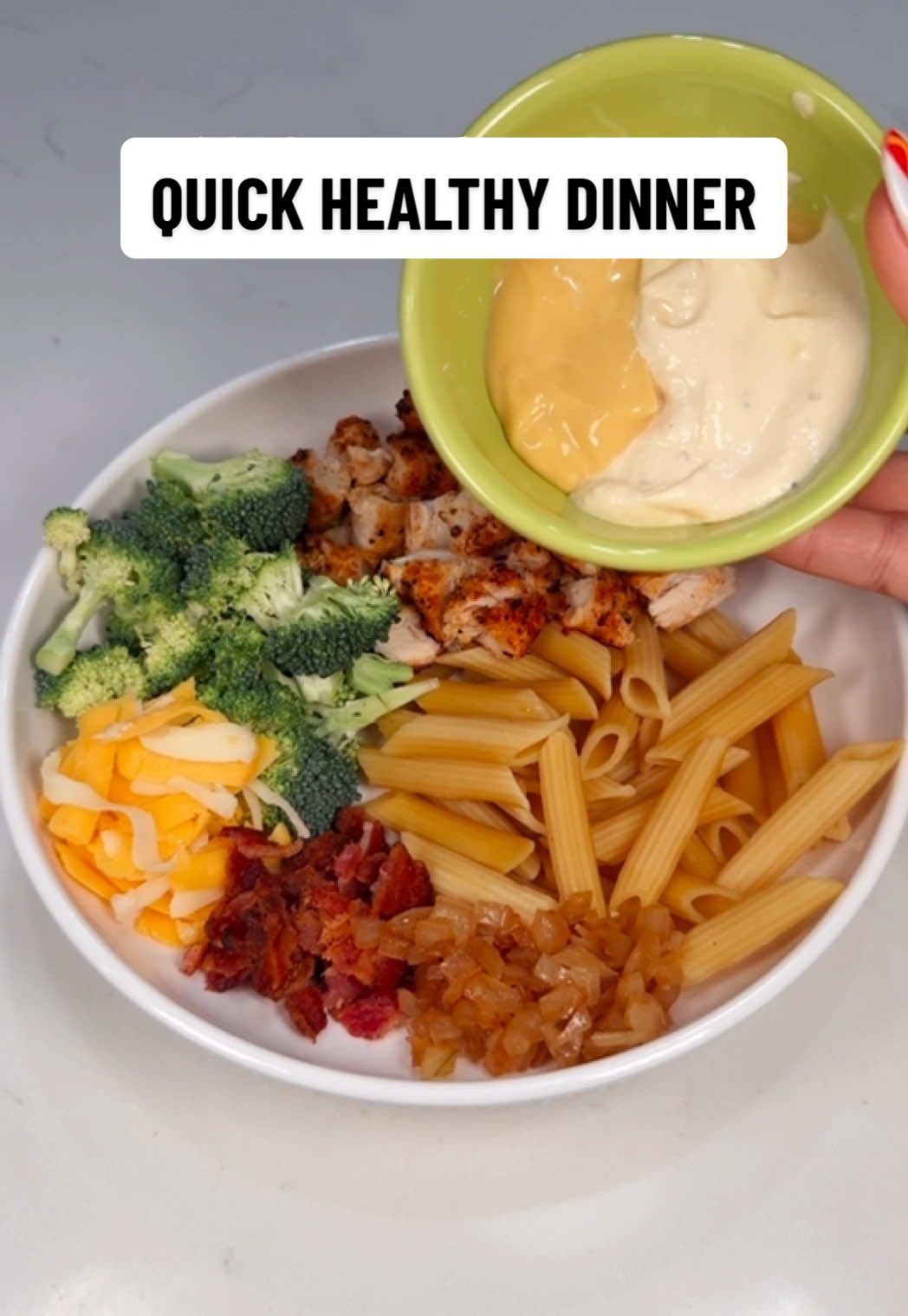 A post by @makayla_thomas_fit on TikTok caption: just a simple, fresh summertime bowl you can make in a hurry 🏃🏻‍♀️ good hot or cold, meal prep or single serve 👏🏼 #healthymeals #quickmeals #dinnerideas #highproteinmeals #mealprep 