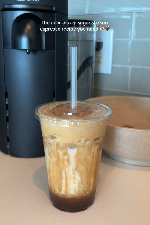 A post by @jaaliyahs on TikTok caption: Hello old friend @Nespresso 🤭 when all else fails, a brown sugar shaken espresso NEVER lets me down😍 #nespresso #brownsugarshakenespresso #shakenespresso #coffee #viralvideo #trending #coffeetiktok #brownsugar #fyp #homebarista 