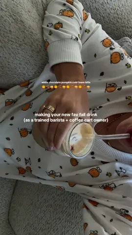 A post by @savannahraebryant on TikTok caption: the ONLY way to make pumpkin cold foam 🎃 (rlly no true measurements here just depends how strong you want it) !!  . #coldfoam #coffee #latte #recipe #coffeeathome #icedlatte #pumpkin #pumpkinseason #pumpkinspicelatte #fall #fallvibes 
