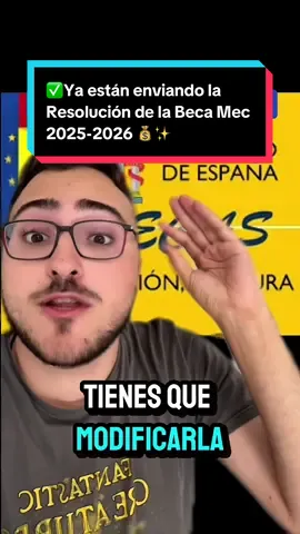 A post by @raulgb_02 on TikTok caption: ✅Ya están enviando la Resolución de la Beca Mec 2025-2026 💰✨ #becamec #universidad #bachillerato #gradomedio #gradosuperior 