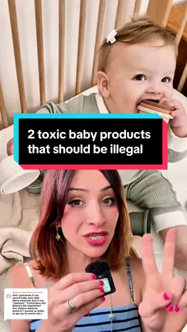 A post by @antiplasticlady on TikTok caption: Replying to @Cammie 2 toxic baby products that should be illegal !!! How are these still completely unregulated in the USA!?!? #babyfoodpouch #pureedbabyfood #wheatstraw #melamine 
