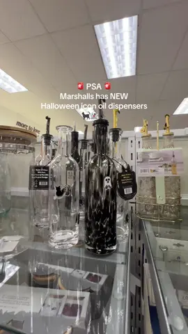 A post by @designedbycarissa on TikTok caption: too bad the ghost one was broken 😭 new Halloween icon oil dispensers at Marshall’s 🚨 #marshalls #marshallsfinds #shoppingvlog #halloween2025 #iconjuiceglass 