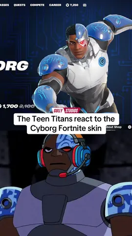 A post by @gullystudios on TikTok caption: The Teen Titans react to the new Fortnite Cyborg skin #teentitans #teentitansgo #cyborg #beastboy #starfire #robin #dc #dccomics #dcu #dceu #dcanimated #teentitansedit #fortnite #fortniteclips #fortniteskins #fortnitebr #fortnitebattleroyale #gaming 