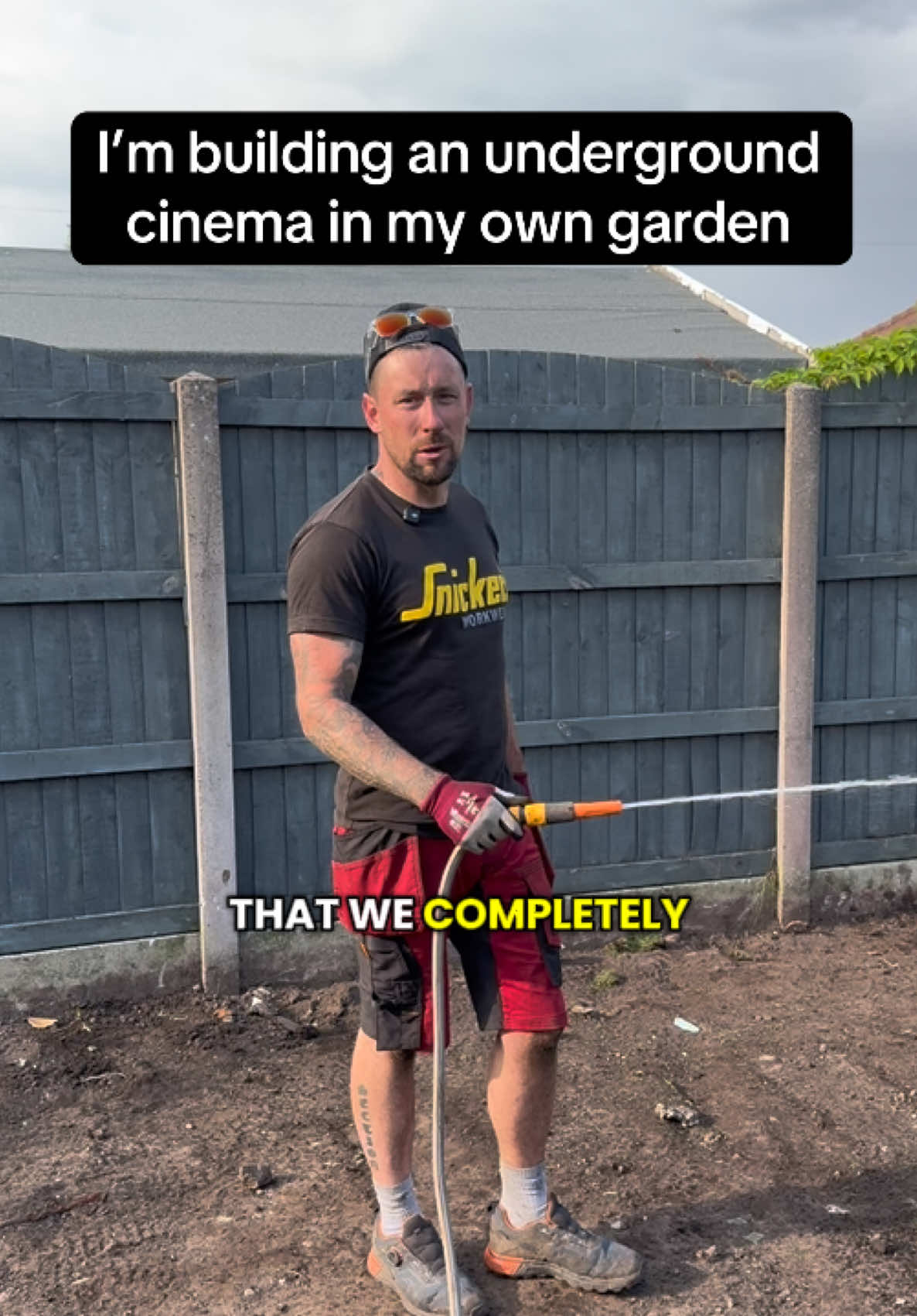A post by @markmarshalllsh on TikTok caption: I’m building an underground cinema in my garden. Am I crazy? #markmarshall #gardentok #landscaping #pond #aquascape #tiktokgarden