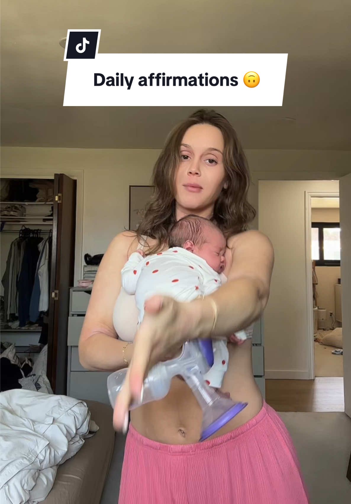 A post by @mikaylamatthews on TikTok caption: It’s been a week hahaha, even though I’ve had 3 kids already, you really do have to learn it all over again with each new baby. But I’m so in love with her and can’t stop staring at her😭🥹✨💖 #mom #postpartum #momtok 