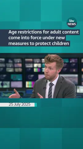 A post by @itvnews on TikTok caption: New laws requiring websites hosting adult content to implement age verification checks have come into force. The stricter regulations aim to prevent under-18s from viewing harmful content online, which includes pornography, and places the burden on individual websites to do more to protect vulnerable users. #itvnews 