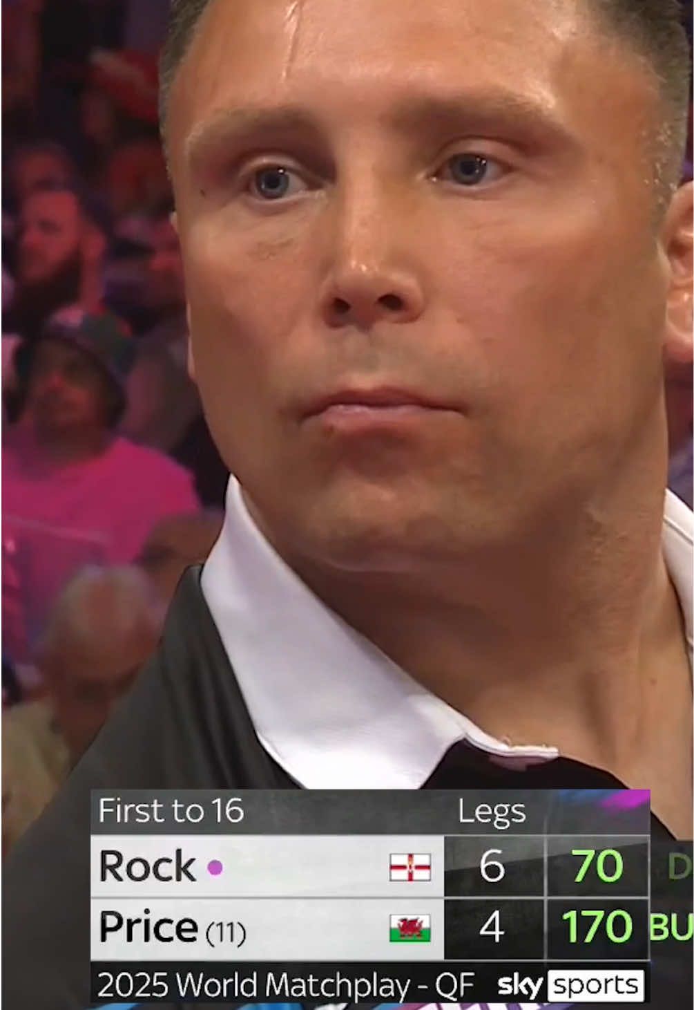 A post by @pdceuropedarts on TikTok caption: Gerwyn Price reels in the first big fish of the World Matchplay 2025 🎣#darts #pdceurope #worldmatchplay #iceman