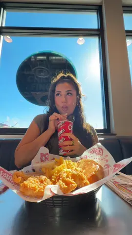 A post by @gracielavx on TikTok caption: Stopped by @raisingcanes for lunch with a special guest 💛 Such a fun way to celebrate upcoming National Chicken Finger Day on Sunday, July 27th. #caniacambassador 