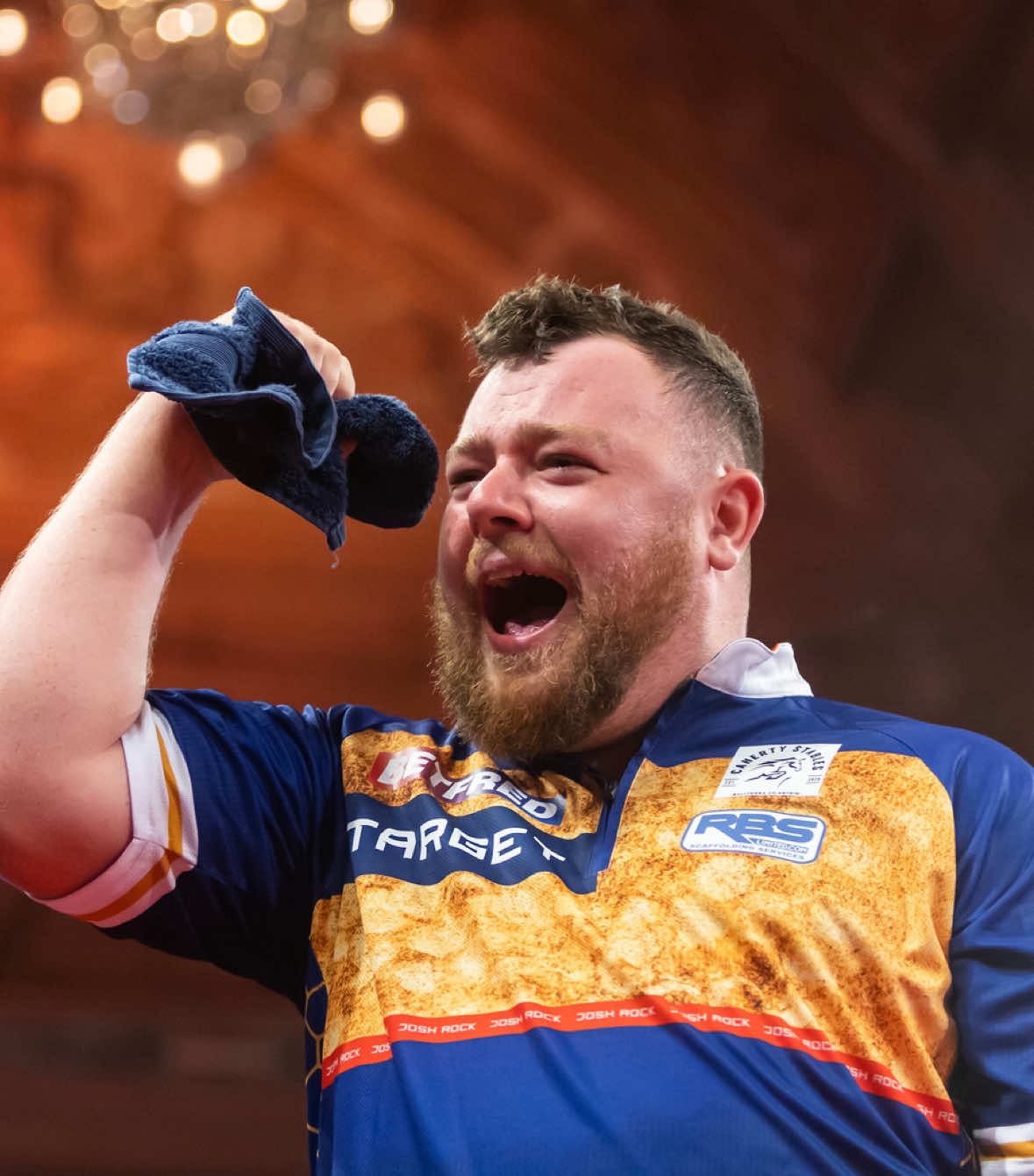 A post by @pdceuropedarts on TikTok caption: What a way to secure the world Matchplay semis 🎯 #joshrock #darts #worldmatchplay #pdceurope