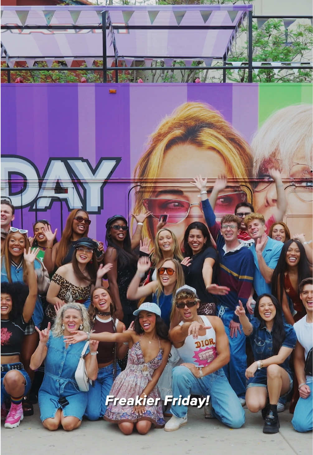 A post by @disneystudios on TikTok caption: The Freakier Friday bus tour took creators through Los Angeles and the city's iconic locations featured in the film 🚍☀️  See the FREAKquel in theaters August 8. Get tickets now. Link in bio. 