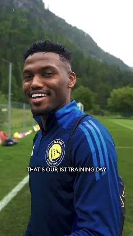 A post by @alnassr on TikTok caption: First training in Austria 🇦🇹 First words from our stars 💛 #AlNassr #النصر #SportsOnTikTok #fyp 