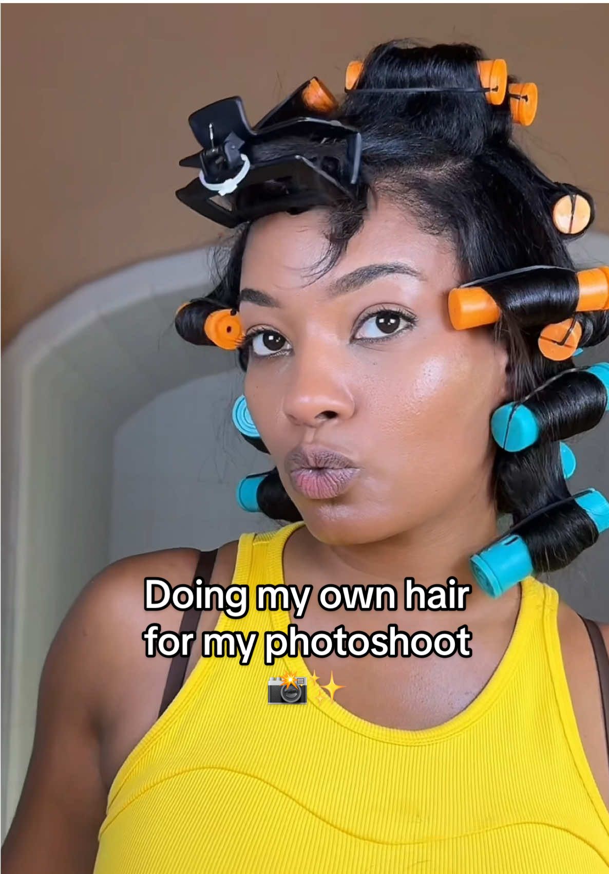A post by @la_britney on TikTok caption: No glam team, just me 💪🏽 #grwm #hairstyle 