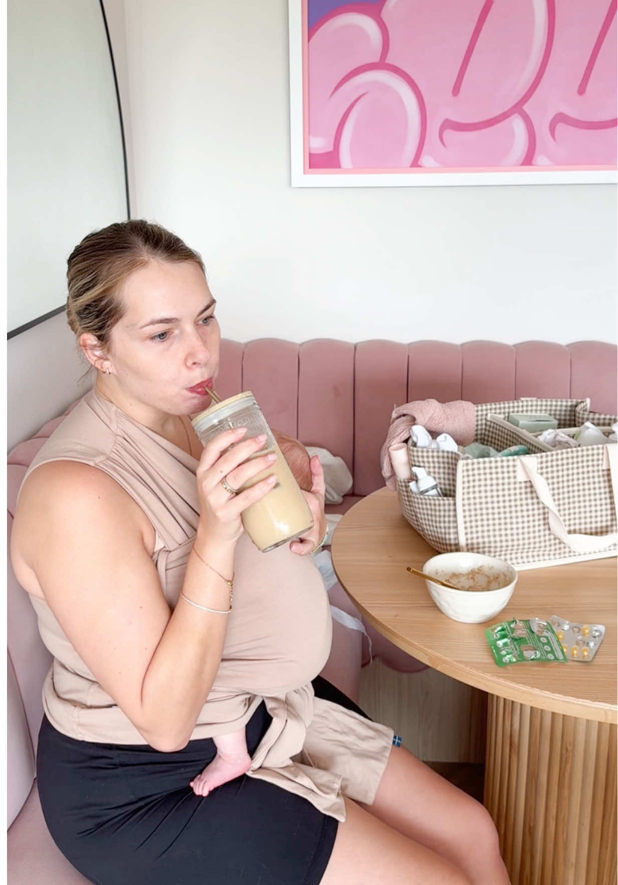 A post by @rooshome on TikTok caption: I love this bubble ☁️🥹 7am-12pm new mum morning in the life 🧸 #newbornvlog #newbornlife #newmumvlog #momvlog #newborndays #newbornbubble #morninginmylife 