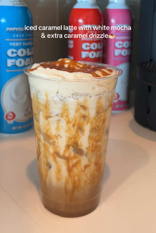 A post by @jaaliyahs on TikTok caption: Making my morning coffee is the highlight of my day, everyday🤭😍 @Torani #homebarista #trending #fyp #caramellatte #nespresso @Nespresso #caramel #whitemocha #coffeetiktok #icedcoffee 