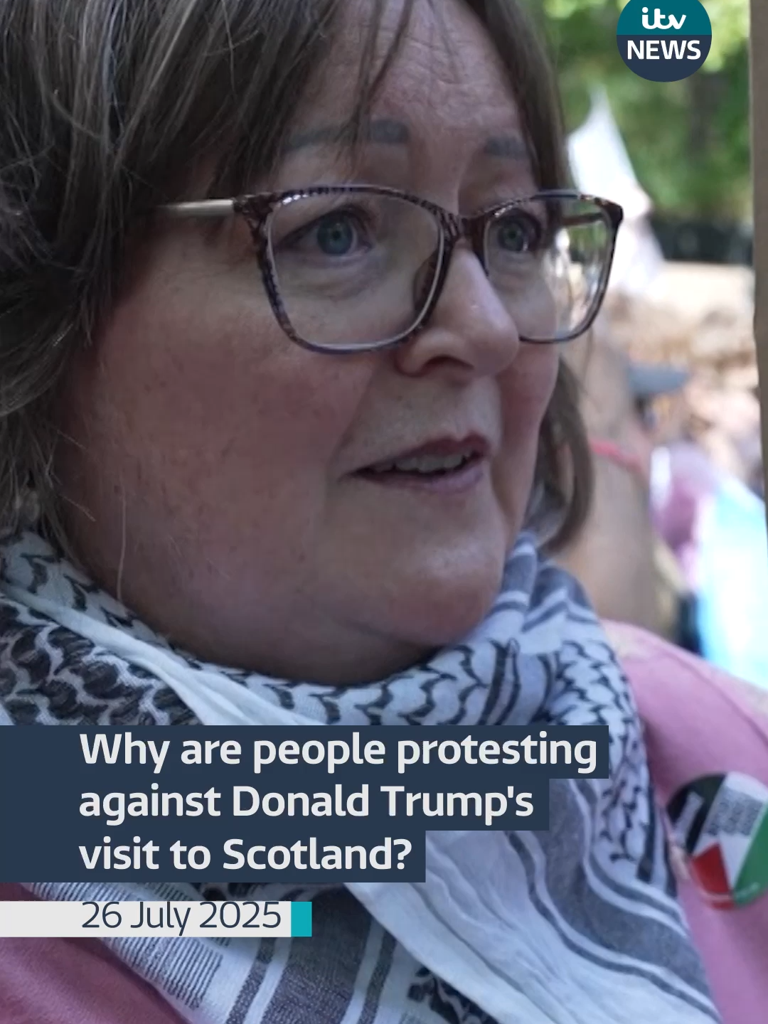 A post by @itvnews on TikTok caption: Why are people protesting against Donald Trump's visit to Scotland? #itvnews