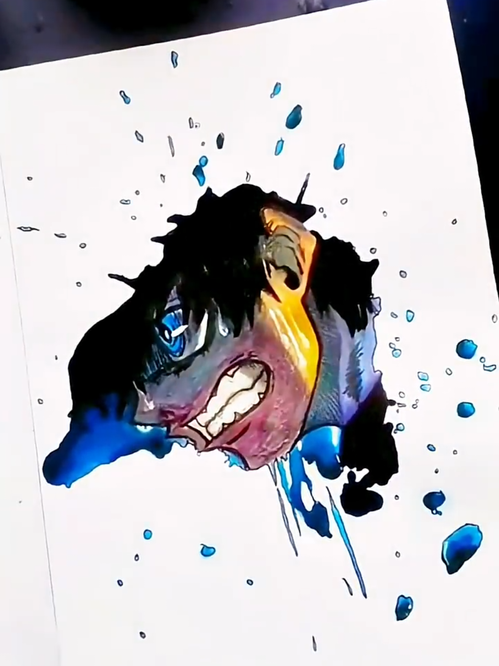A post by @zaidalhamwi on TikTok caption: I poured milk into my sketchbook and turned it into art 🎨 🖌🌌✨️ 